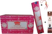 2 pakjes met 15 gram - Wierook - Wierookstokjes - Incense sticks - Roos - Rozen - Rose + 5 Mini Wierookstokjes + Gelukspoppetje