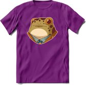 casual kikker T-Shirt Grappig | Dieren reptiel Kleding Kado Heren / Dames | Animal Skateboard Cadeau shirt - Paars - M