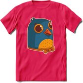 Strik duif T-Shirt Grappig | Dieren vogel Kleding Kado Heren / Dames | Animal Skateboard Cadeau shirt - Roze - XXL