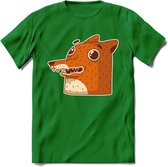 Friendly fox T-Shirt Grappig | Dieren vos Kleding Kado Heren / Dames | Animal Skateboard Cadeau shirt - Donker Groen - M