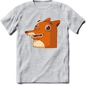 Friendly fox T-Shirt Grappig | Dieren vos Kleding Kado Heren / Dames | Animal Skateboard Cadeau shirt - Licht Grijs - Gemaleerd - XXL