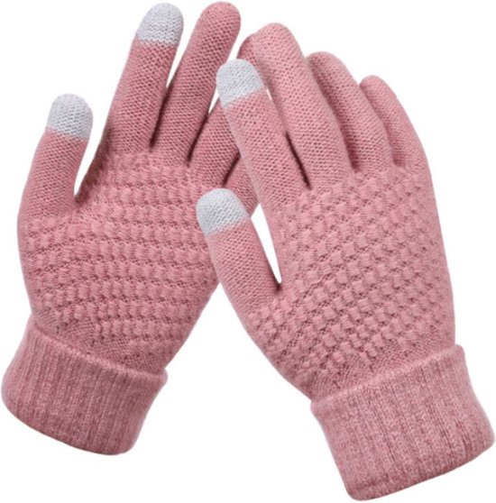 New Age Devi - Touchscreen Handschoenen - Velvet Pink - One Size - Stretch - Mobiel - Heerlijk warm - De winter Favoriet!!