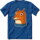 Casual vos T-Shirt Grappig | Dieren Kleding Kado Heren / Dames | Animal Skateboard Cadeau shirt - Donker Blauw - S