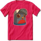 Chirp vogel T-Shirt Grappig | Dieren Kleding Kado Heren / Dames | Animal Skateboard Cadeau shirt - Roze - XL