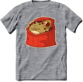 Hoodie frog T-Shirt Grappig | Dieren kikker Kleding Kado Heren / Dames | Animal Skateboard Cadeau shirt - Donker Grijs - Gemaleerd - L