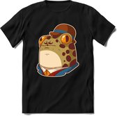 Fancy frog T-Shirt Grappig | Dieren rijke kikker Kleding Kado Heren / Dames | Animal Skateboard Cadeau shirt - Zwart - M