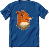 zwoele vos T-Shirt Grappig | Dieren Kleding Kado Heren / Dames | Animal Skateboard Cadeau shirt - Donker Blauw - M