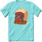 Duif met helm T-Shirt Grappig | Dieren vogel Kleding Kado Heren / Dames | Animal Skateboard Cadeau shirt - Licht Blauw - S