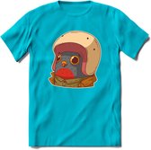 Duif met helm T-Shirt Grappig | Dieren vogel Kleding Kado Heren / Dames | Animal Skateboard Cadeau shirt - Blauw - 3XL