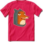 Hoodie fox T-Shirt Grappig | Dieren vos Kleding Kado Heren / Dames | Animal Skateboard Cadeau shirt - Roze - XL