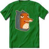 Hoodie fox T-Shirt Grappig | Dieren vos Kleding Kado Heren / Dames | Animal Skateboard Cadeau shirt - Donker Groen - 3XL