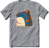 Koele kikker T-Shirt Grappig | Dieren reptielen Kleding Kado Heren / Dames | Animal Skateboard Cadeau shirt - Donker Grijs - Gemaleerd - L