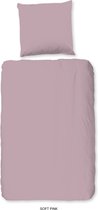 dekbedovertrekset 240x220cm katoen (strijkvrij) soft roze