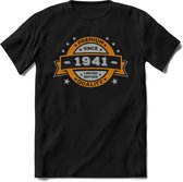 Premium Since 1941 T-Shirt | Goud - Zilver | Grappig Verjaardag Kleding Cadeau Shirt | Dames - Heren - Unisex Tshirt | - Zwart - L