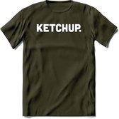 Ketchup - Snack T-Shirt | Grappig Verjaardag Kleding Cadeau | Eten En Snoep Shirt | Dames - Heren - Unisex Tshirt | - Leger Groen - XL