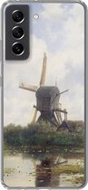 Geschikt voor Samsung Galaxy S21 FE hoesje - Schilderij - Molen - Oude meesters - Siliconen Telefoonhoesje