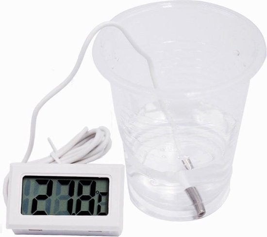 ***Digitale Thermometer WIT - Aquarium - Koelkast - Vriezer - Vloeistof - LCD Temperatuurmeter met meetsonde-van Heble®*** - Heble®