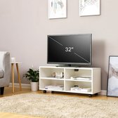 VASAGLE tv-meubel, tv-meubel met 4 compartimenten en wielen, tv-bord Open lowboard voor tv, hout, wit LTC02WT