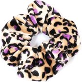 Scrunchie - Beige, paars - Met luipaard print - Zacht voor je haar - Damesdingetjes