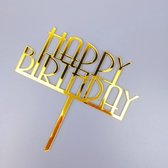 Taart Decoratie - Verjaardag - Taarttopper - Happy Birthday - Retro - Goud