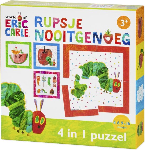 Rupsje Nooitgenoeg puzzel 4 in 1 educatief peuter speelgoed - kinderpuzzel 4x6x9x16 stukjes leren puzzelen - cadeautip puzzel 3 jaar en ouder - Bambolino Toys