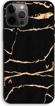 Case Company® - iPhone 12 Pro Max hoesje - Gouden marmer - 100% Biologisch Afbreekbaar - Duurzaam - Biodegradable Soft Case - Milieuvriendelijke Print op Achterkant - Zwarte Zijkanten - Besch