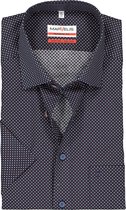 MARVELIS modern fit overhemd - korte mouw - donkerblauw met rood en wit gestipt - Strijkvrij - Boordmaat: 44