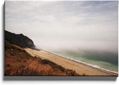 Walljar - Misty Beach - Muurdecoratie - Canvas schilderij