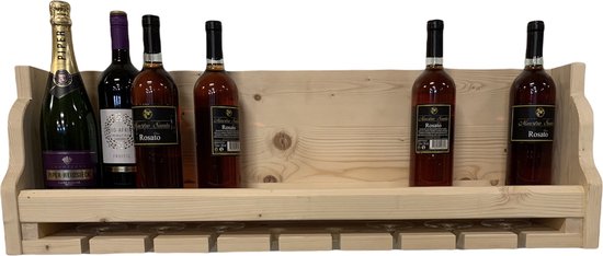 JUJOYBD Wijnrek hout voor tafel, rustiek flessenrek voor 4 flessen, wijnstandaard voor feest, keuken en woonkamer, 35 x 27 x 17 cm
