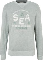 TOM TAILOR washed crew neck with print Heren Trui - Maat XL