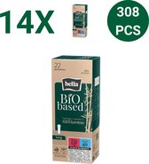 Bella Inlegkruisje Bio Based Long 100% Bamboo Vegan (22 stuks per verpakking), pak van 14, Biogebaseerd, milieuvriendelijk, gemaakt met bamboe, voordeelpakket Voordeelverpakking -