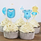 Cupcake Decoratie - Geboorte - Taarttopper - Jongen - Prikkers - 10 stuks