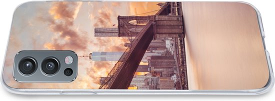 OnePlus Nord 2 5G - Pont de Brooklyn et horizon de New York au coucher du soleil - Coque de téléphone en Siliconen