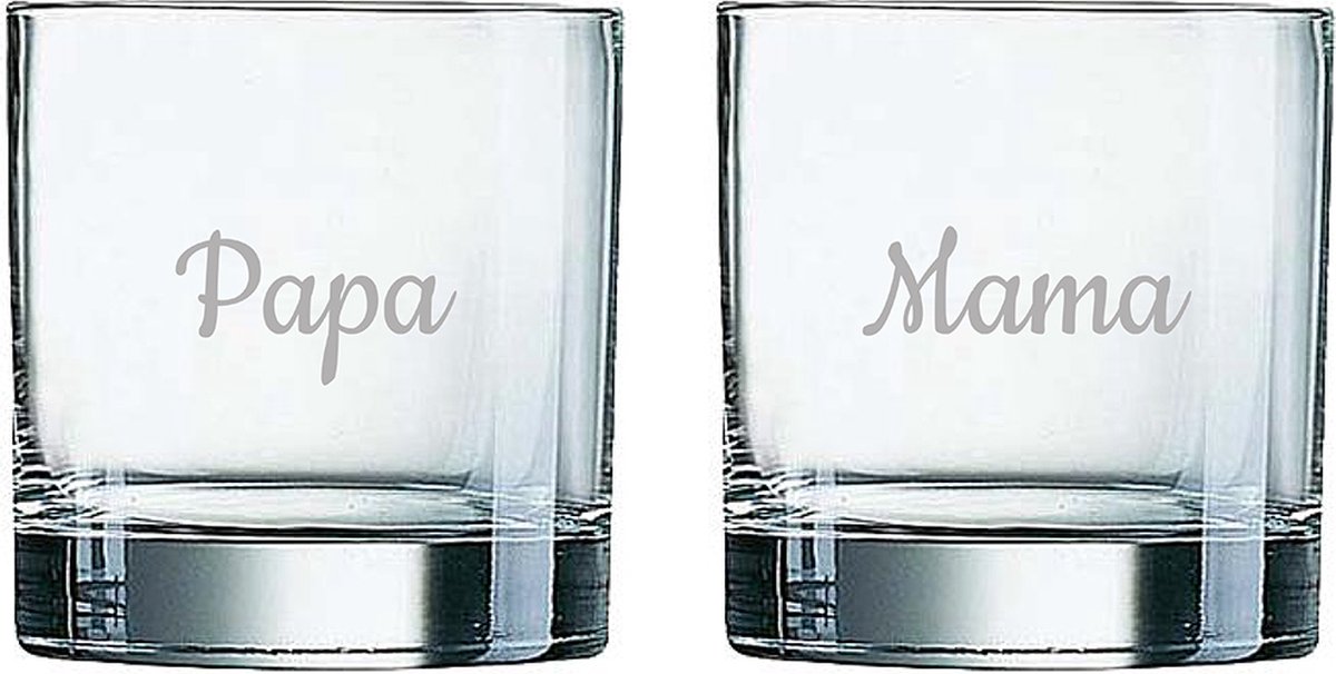 Gegraveerde Whiskeyglas 38cl Mama & Papa