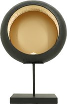 Plantenwinkel Windlicht Ei Rond zwart met goud op standaard M 29x11x41 cm