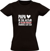 Papa ik zal altijd je kleine meisje - financiële last zijn | Dames T-shirt | Zwart | Dochter | Princes | Vaderdag