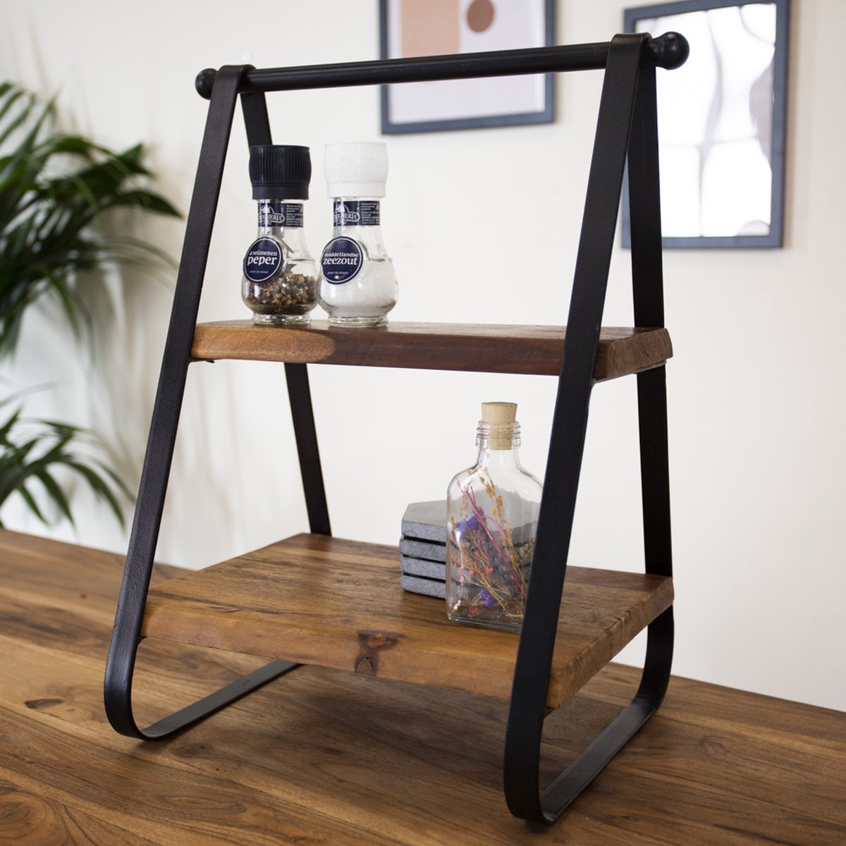 Gusta Etagere 4-stöckig Holz-Metall 19,5x14,5x36cm (1 Stück), 1149290