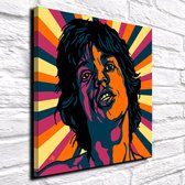 Pop Art Mick Jagger Acrylglas - 100 x 100 cm op Acrylaat glas + Inox Spacers / RVS afstandhouders - Popart Wanddecoratie
