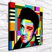 Pop Art Elvis Presley Canvas - 80 x 80 cm - Canvasprint - Op dennenhouten kader - Geprint Schilderij - Popart Wanddecoratie