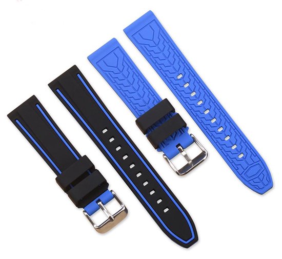 Siliconen Horlogeband - Siliconen horlogeband 22MM - Blauw
