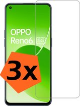 OPPO Reno 6 Screenprotector Bescherm Glas - OPPO Reno 6 Screen Protector Tempered Glass - 3x