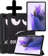 Samsung Tab S7 FE Hoes Hoesje Book Case Met Screenprotector En Uitsparing S Pen - Samsung Galaxy Tab S7 FE Hoes Cover 12,4 Inch Screenprotector - Don't Touch Me