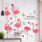 Muursticker Aquarel Flamingo - Kinderkamer - Jongenskamer - meisjeskamer - Muurdecoratie - Wandsticker - Sticker Voor Kinderen 60×90CM