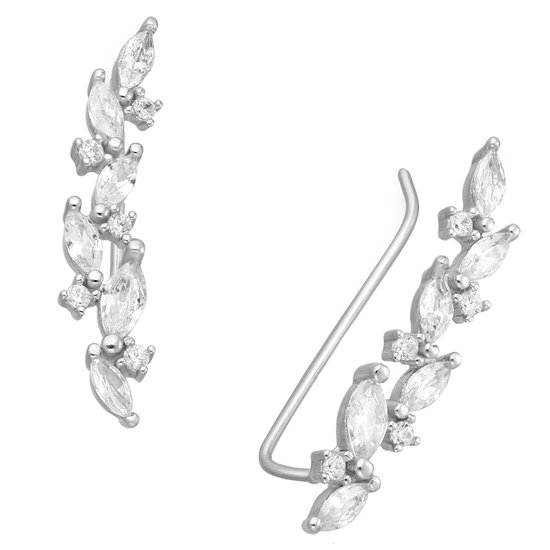 EAR IT UP - Grimpeurs d'oreille - Grimpeurs d' Ear Ear - Argent rhodié - Zircone - Sertissage griffe - 25 x 5 mm - 1 paire