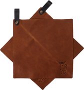 Vechtdal Hooglanders leren pannenlappen - onderzetters - 2 stuks - Cognac/Zwart