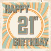 Retro Wenskaart Happy 21st Birthday