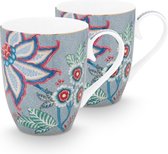 Pip Studio - Fête des fleurs - Set de 2 mugs - grand - bleu clair - 350ML