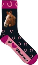 Plenty Gifts Sokken Paard Polyester Roze Maat  37-42