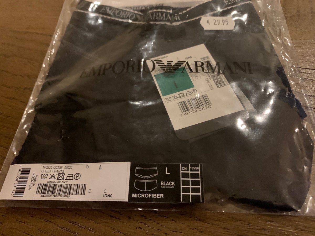 Emporio Armani Cheeky Pants Zwart Maat L