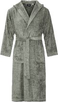 Badstof badjas met capuchon – lang model – badjas dames – badjas heren – sauna - olijfgroen - L/XL
